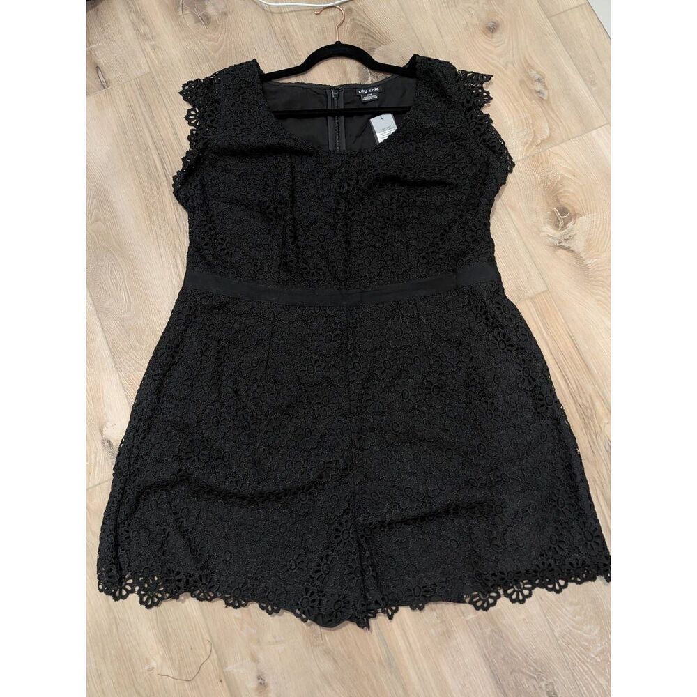 City Chic Playsuit Lace Vibe Romper Black Women's Plus 18 1XL Boho Festival BNWT - Picture 2 of 14